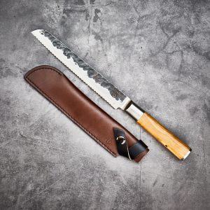 Olive Forged Bread Knife met hoes